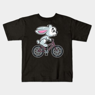 Rabbit Bicycle Cyclist Bunny Cycling print Kids T-Shirt